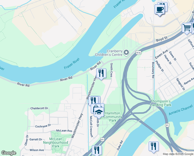 map of restaurants, bars, coffee shops, grocery stores, and more near 23133 Willett Avenue in Richmond