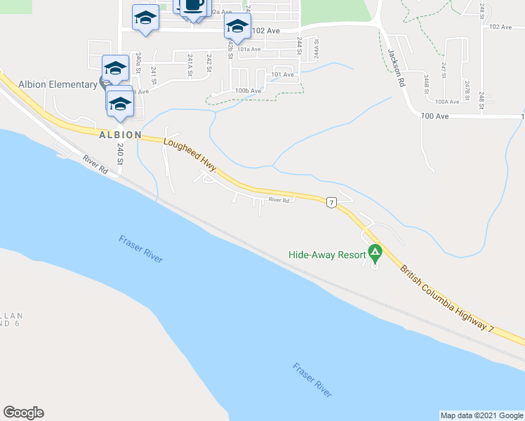 map of restaurants, bars, coffee shops, grocery stores, and more near 24330 River Road in Maple Ridge