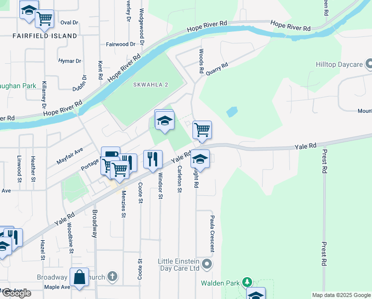 map of restaurants, bars, coffee shops, grocery stores, and more near 46811 Yale Road in Chilliwack