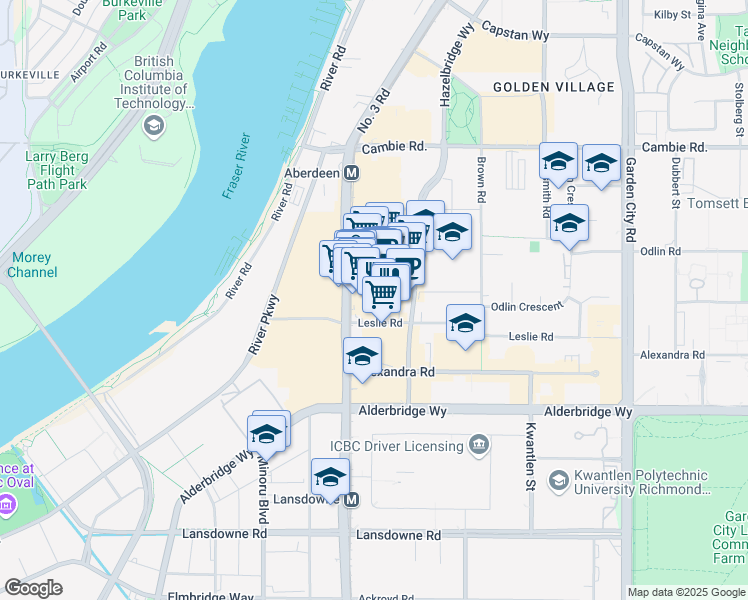 map of restaurants, bars, coffee shops, grocery stores, and more near 4600 Number 3 Road in Richmond