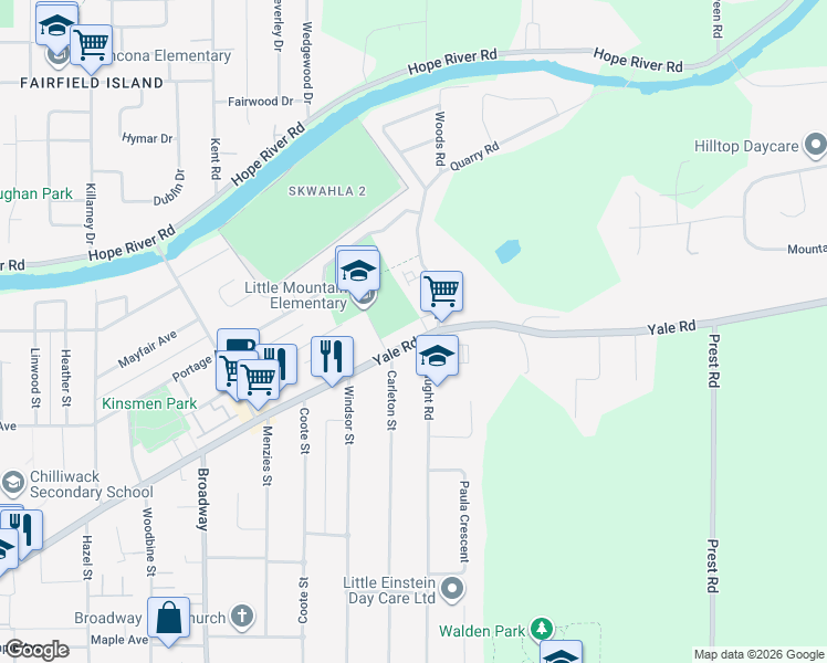 map of restaurants, bars, coffee shops, grocery stores, and more near 46821 Yale Road in Chilliwack