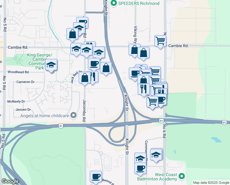 map of restaurants, bars, coffee shops, grocery stores, and more near 13260 Delf Place in Richmond