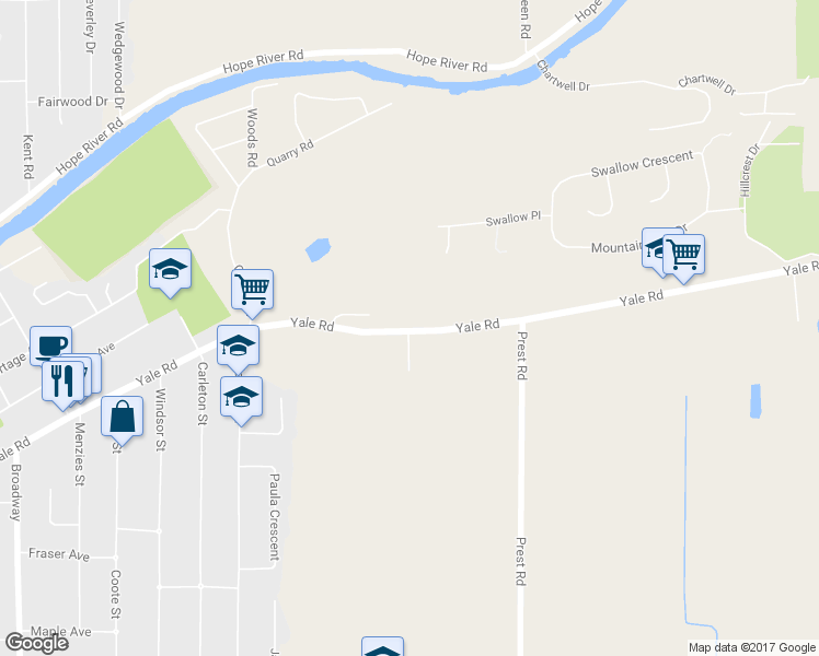 map of restaurants, bars, coffee shops, grocery stores, and more near 47135 Yale Road in Chilliwack