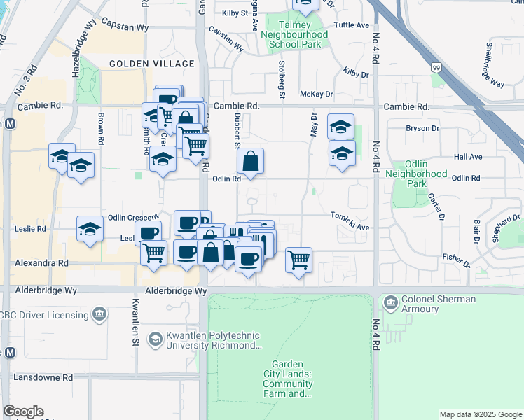 map of restaurants, bars, coffee shops, grocery stores, and more near in Richmond