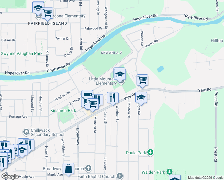 map of restaurants, bars, coffee shops, grocery stores, and more near 46725 Macken Avenue in Chilliwack