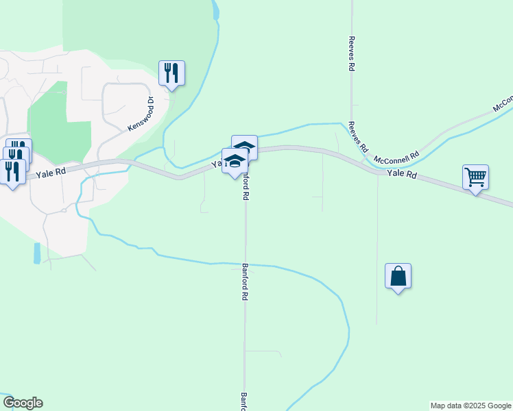 map of restaurants, bars, coffee shops, grocery stores, and more near 9850 Banford Road in Chilliwack