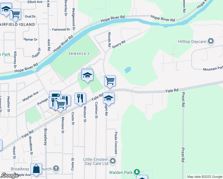 map of restaurants, bars, coffee shops, grocery stores, and more near 46915 Yale Road in Chilliwack