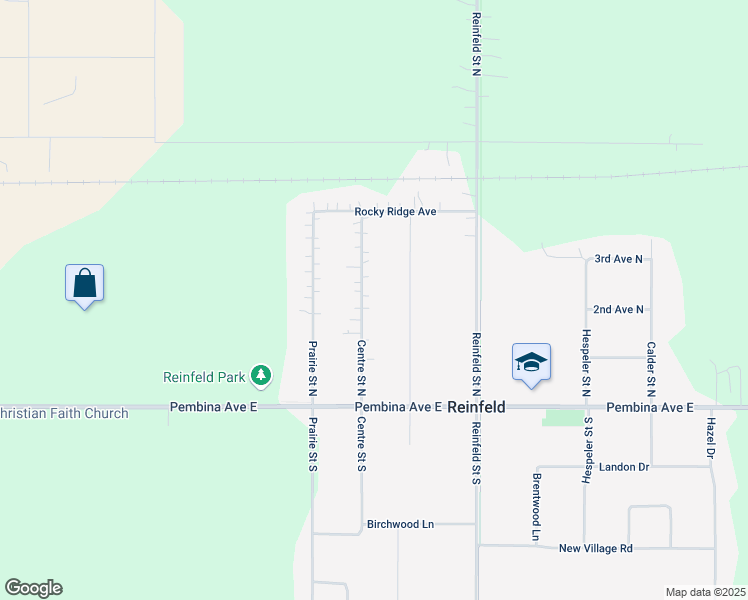 map of restaurants, bars, coffee shops, grocery stores, and more near 43 Centre Street North in Reinfeld