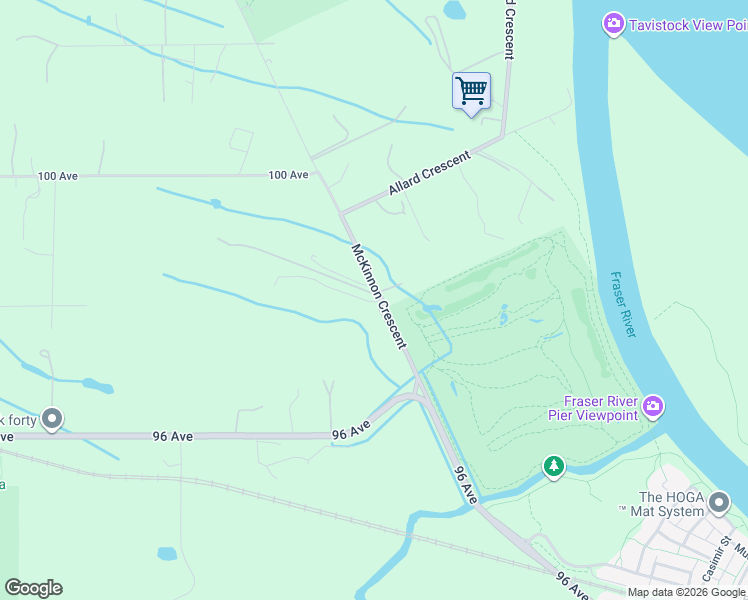 map of restaurants, bars, coffee shops, grocery stores, and more near 9837 McKinnon Crescent in Langley Township