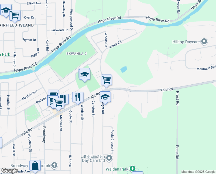 map of restaurants, bars, coffee shops, grocery stores, and more near 46915 Yale Road in Chilliwack
