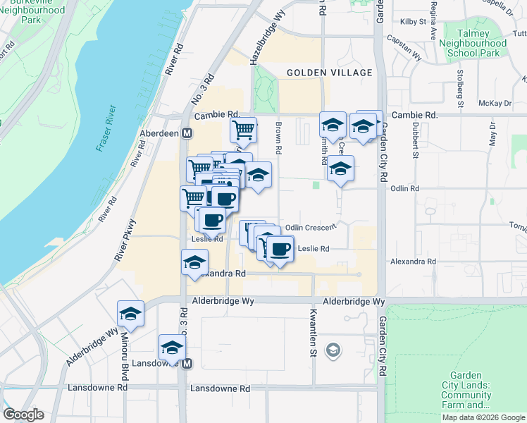 map of restaurants, bars, coffee shops, grocery stores, and more near 8331 Brownell Road in Richmond