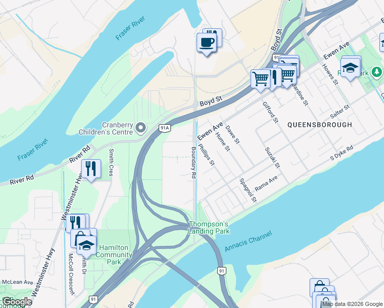 map of restaurants, bars, coffee shops, grocery stores, and more near in Richmond