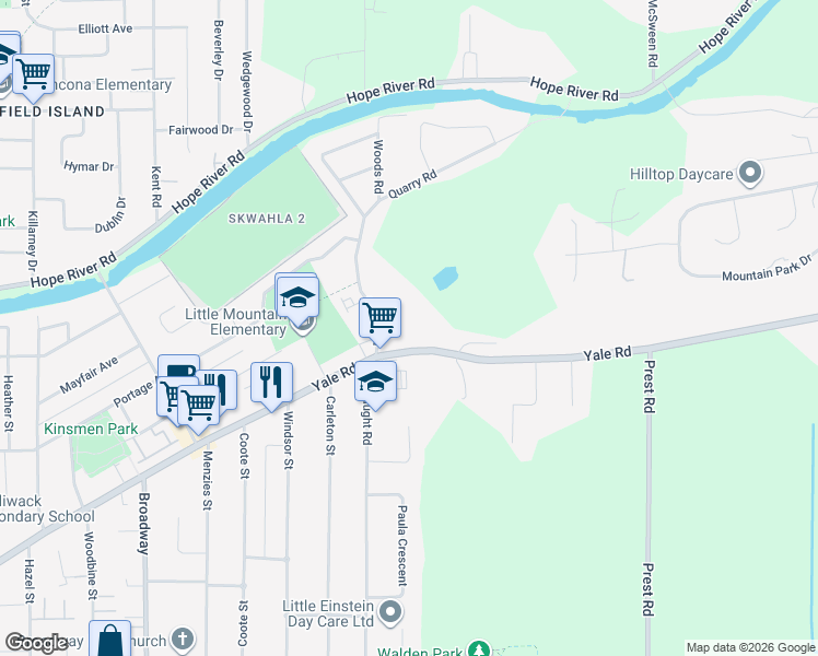 map of restaurants, bars, coffee shops, grocery stores, and more near 46986 Yale Road in Chilliwack