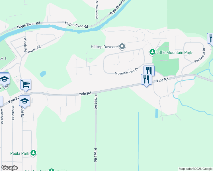 map of restaurants, bars, coffee shops, grocery stores, and more near 47347 Yale Road in Chilliwack