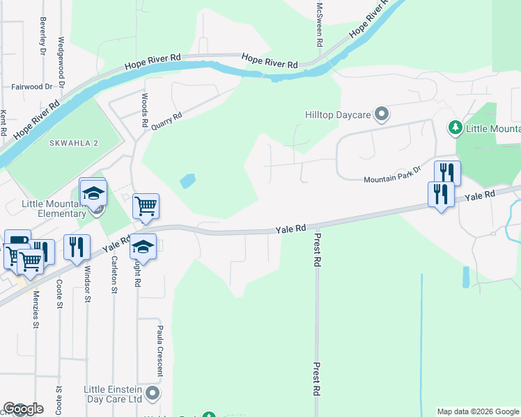 map of restaurants, bars, coffee shops, grocery stores, and more near 9939 Bluestone Place in Chilliwack