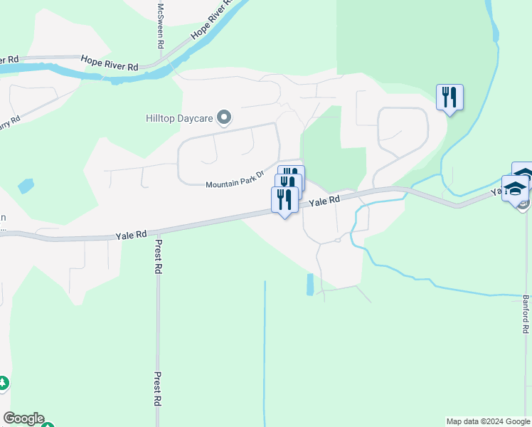 map of restaurants, bars, coffee shops, grocery stores, and more near 47558 Yale Road East in Chilliwack