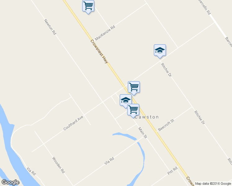 map of restaurants, bars, coffee shops, grocery stores, and more near 572 Coulthard Avenue in Cawston