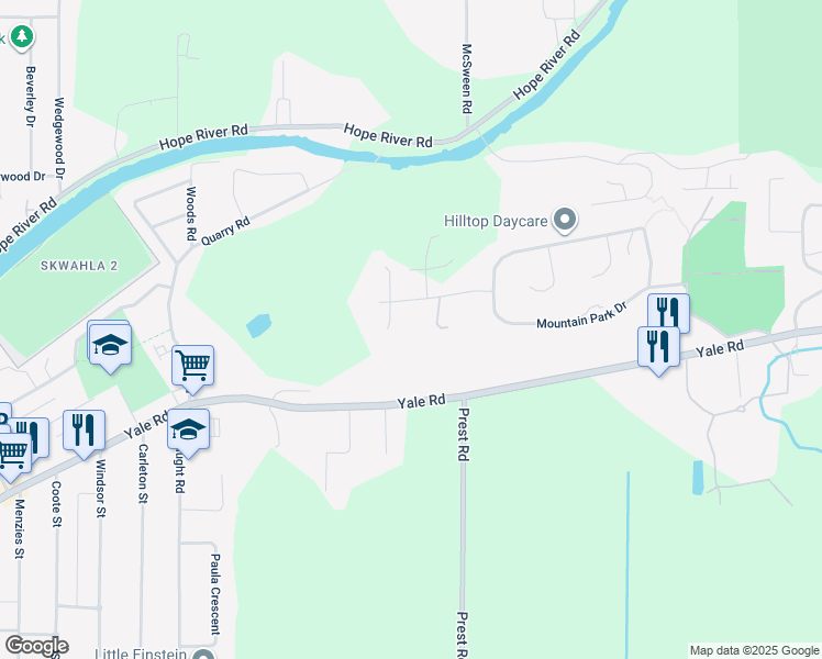 map of restaurants, bars, coffee shops, grocery stores, and more near 47220 Swallow Place in Chilliwack