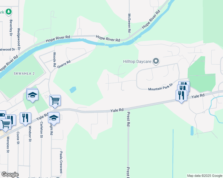map of restaurants, bars, coffee shops, grocery stores, and more near 47208 Swallow Place in Chilliwack