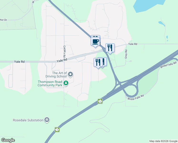 map of restaurants, bars, coffee shops, grocery stores, and more near Magnolia Avenue in Chilliwack