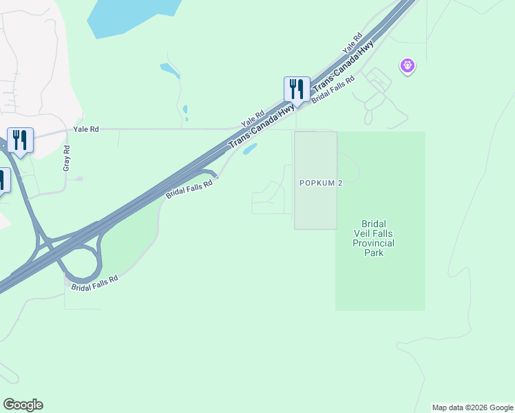 map of restaurants, bars, coffee shops, grocery stores, and more near 53480 Bridal Falls Road in Fraser Valley