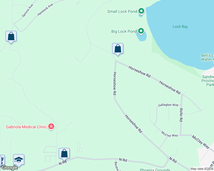 map of restaurants, bars, coffee shops, grocery stores, and more near 809 Horseshoe Road in Gabriola