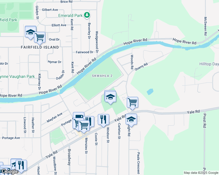 map of restaurants, bars, coffee shops, grocery stores, and more near 46797 Portage Avenue in Chilliwack