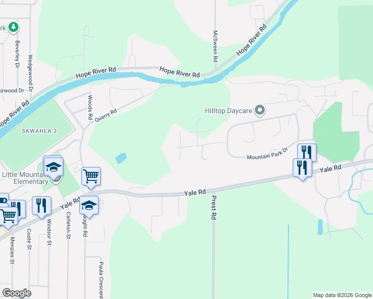 map of restaurants, bars, coffee shops, grocery stores, and more near 47214 Swallow Place in Chilliwack