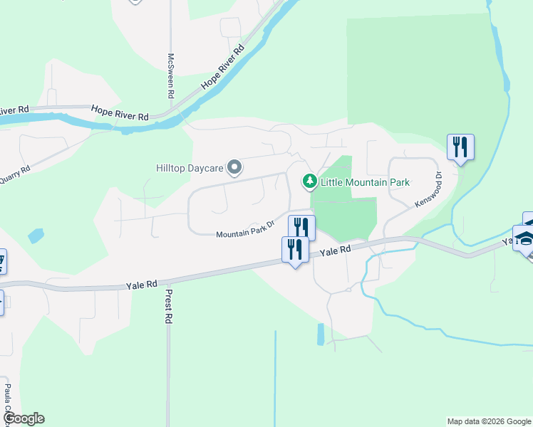 map of restaurants, bars, coffee shops, grocery stores, and more near 10026 Falcon Crescent in Chilliwack