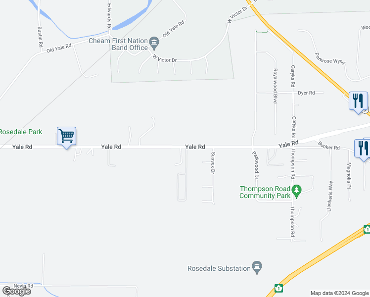 map of restaurants, bars, coffee shops, grocery stores, and more near 52284 Yale Road in Fraser Valley