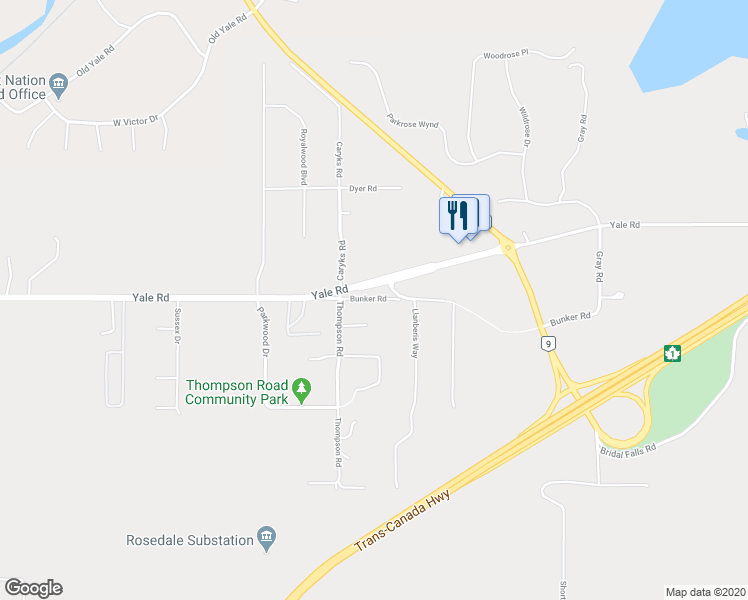 map of restaurants, bars, coffee shops, grocery stores, and more near 52712 Bunker Road in Fraser Valley