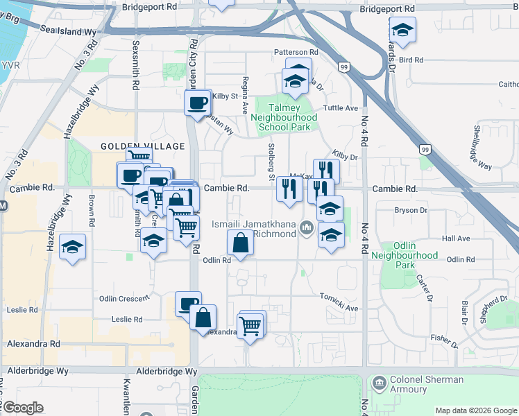 map of restaurants, bars, coffee shops, grocery stores, and more near 4133 Stolberg Street in Richmond
