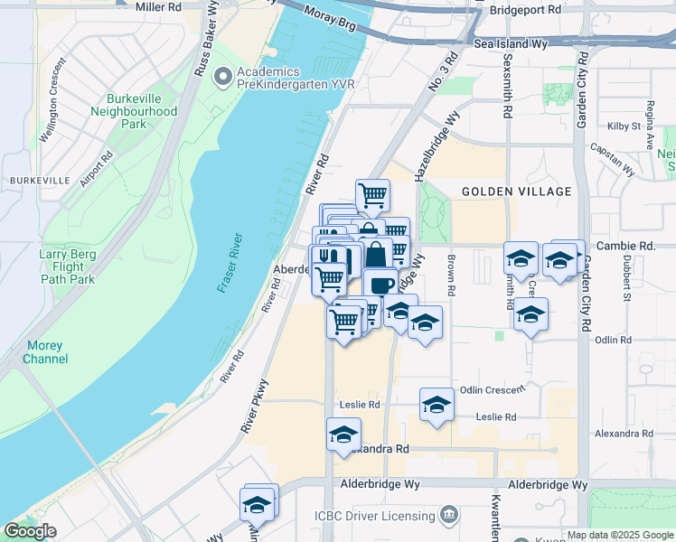 map of restaurants, bars, coffee shops, grocery stores, and more near 4000 Number 3 Road in Richmond