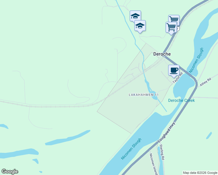 map of restaurants, bars, coffee shops, grocery stores, and more near 41330 North Nicomen Road in Deroche