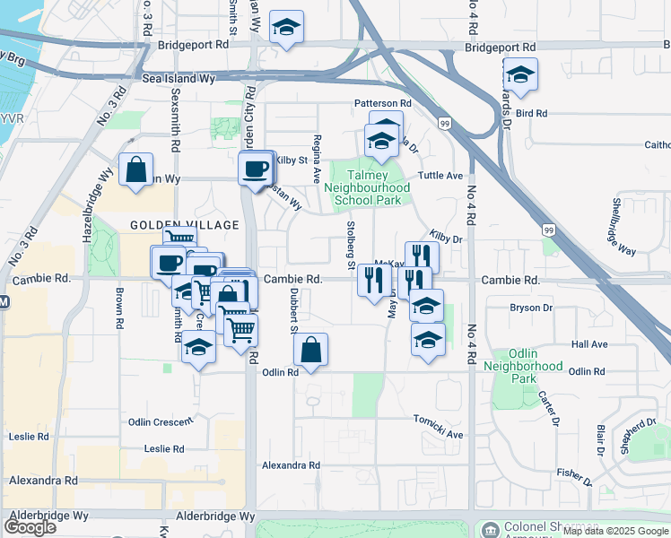 map of restaurants, bars, coffee shops, grocery stores, and more near 3780 Cunningham Drive in Richmond