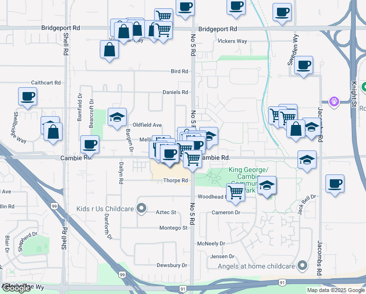 map of restaurants, bars, coffee shops, grocery stores, and more near 11888 Mellis Drive in Richmond