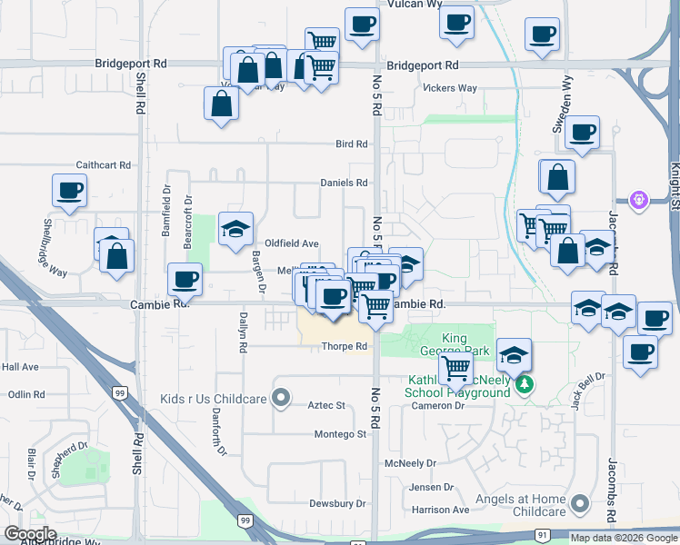 map of restaurants, bars, coffee shops, grocery stores, and more near 11888 Mellis Drive in Richmond