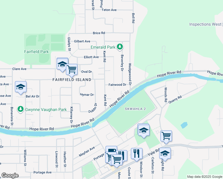map of restaurants, bars, coffee shops, grocery stores, and more near 10113 Manor Drive in Chilliwack