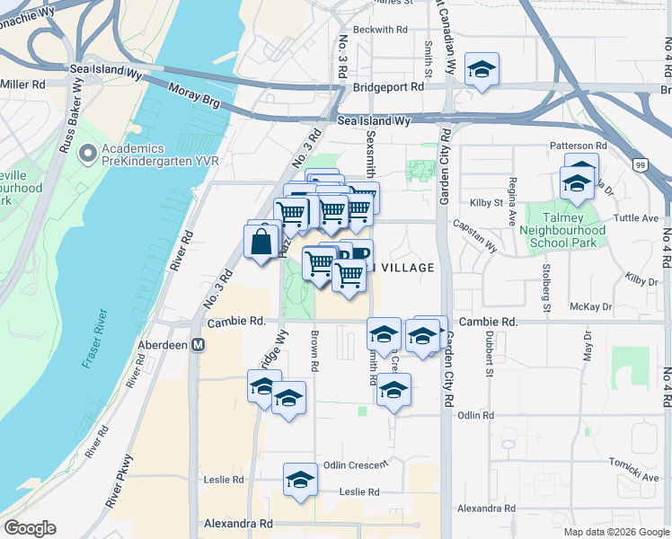 map of restaurants, bars, coffee shops, grocery stores, and more near in Richmond