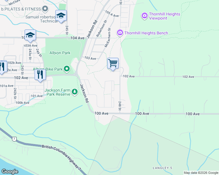 map of restaurants, bars, coffee shops, grocery stores, and more near 10151 247B Street in Maple Ridge