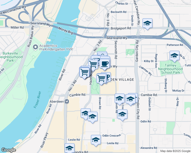 map of restaurants, bars, coffee shops, grocery stores, and more near in Richmond