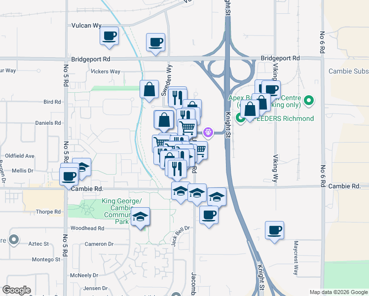 map of restaurants, bars, coffee shops, grocery stores, and more near 3771 Jacombs Road in Richmond