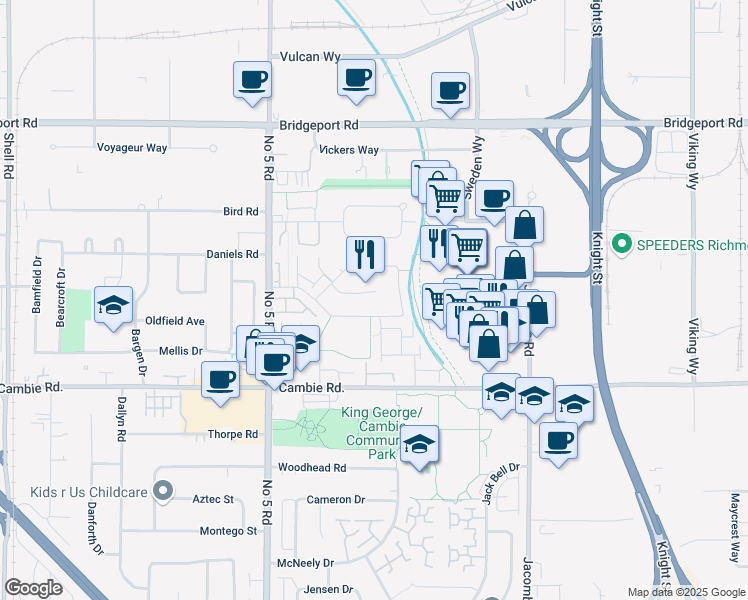 map of restaurants, bars, coffee shops, grocery stores, and more near 12440 Greenland Place in Richmond