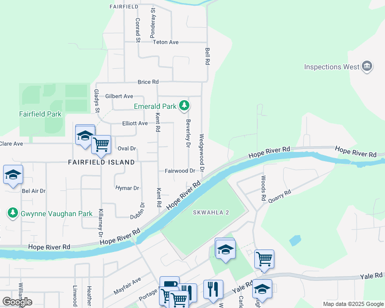 map of restaurants, bars, coffee shops, grocery stores, and more near 10188 Beverley Drive in Chilliwack