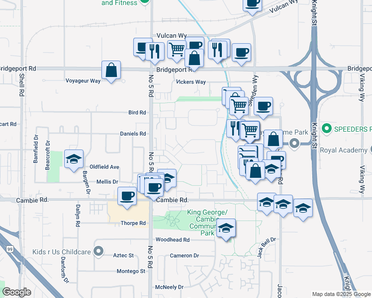 map of restaurants, bars, coffee shops, grocery stores, and more near 12200 Greenland Drive in Richmond