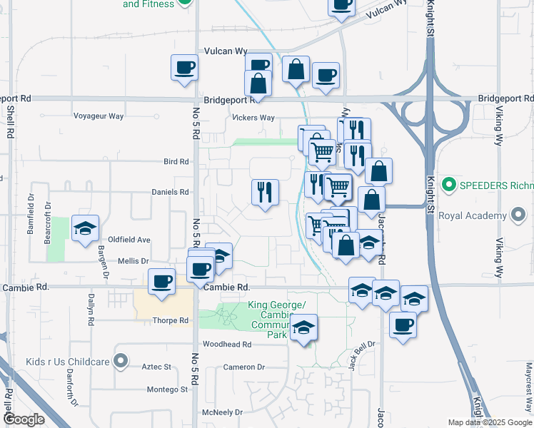 map of restaurants, bars, coffee shops, grocery stores, and more near 12411 Greenland Place in Richmond