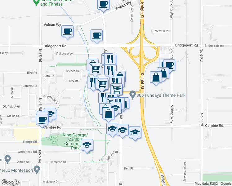 map of restaurants, bars, coffee shops, grocery stores, and more near 3757 Jacombs Road in Richmond
