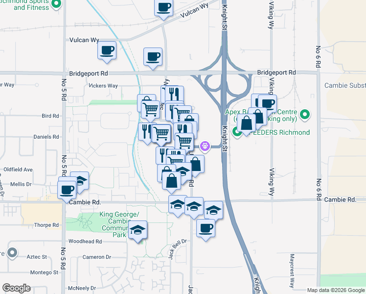 map of restaurants, bars, coffee shops, grocery stores, and more near 3757 Jacombs Road in Richmond