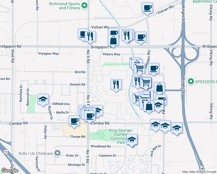 map of restaurants, bars, coffee shops, grocery stores, and more near 12251 Greenland Drive in Richmond