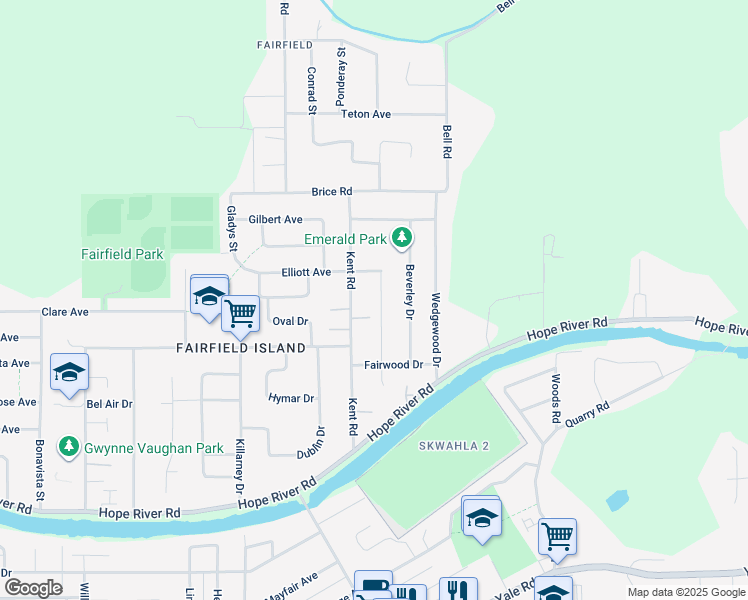 map of restaurants, bars, coffee shops, grocery stores, and more near 10249 Manor Drive in Chilliwack